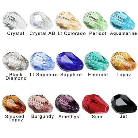 - BRCbeads Crystal Glass Beads 150pcs Faceted Straight Hole Teardrop 10x15mm include Plastic Jewelry Container for jewelery making