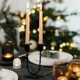 thumbnail image 4 of 2-Arm Candelabra, Black Iron Curved Candle Holder for Taper Candles, Elegant Centerpiece for Romantic Dinner Wedding Christmas Decor(Black-A), 4 of 6