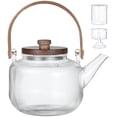 thumbnail image 2 of 34oz Glass Stovetop Teapot, Borosilicate Glass Tea Pot with 2 Types of Removable Insufers, Heat-Resistant Tea Kettle with Wooden Lid, Tea Maker for Boiling Tea, Gas & Electric Stove Safe, 2 of 7