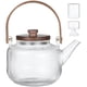 thumbnail image 2 of Tetera de vidrio para estufa de 34 oz, tetera de vidrio de borosilicato con 2 tipos de insufridores extraíbles, tetera resistente al calor con tapa de madera, tetera para hervir té, apta para estufa d, 2 of 7