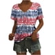 thumbnail image 2 of Fiudx Ofertas Flash Del Día Solo En Línea Blusa Superior con Estampado de Manga Corta y Cuello En V, Cómoda E Informal, a La Moda para Mujer, 2 of 5