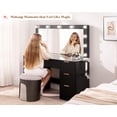 thumbnail image 4 of Merluxy 47.2" Girls Vanity Desk with Large Mirror and Adjustable LED Lights, 7 Drawers Makeup Table with Glass Top and Charging Station, Black, 4 of 9