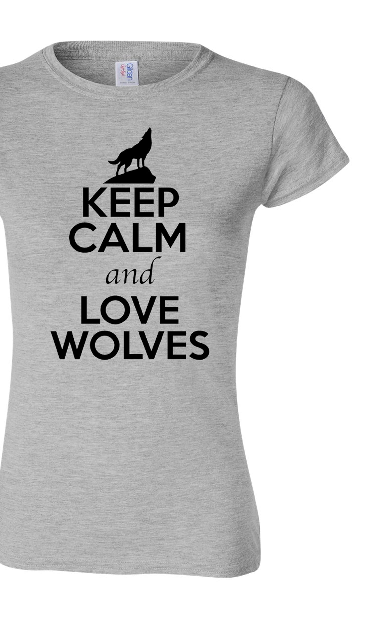 Junior Keep Calm And Love Wolves Wolf Animal Lover T-Shirt Tee ...