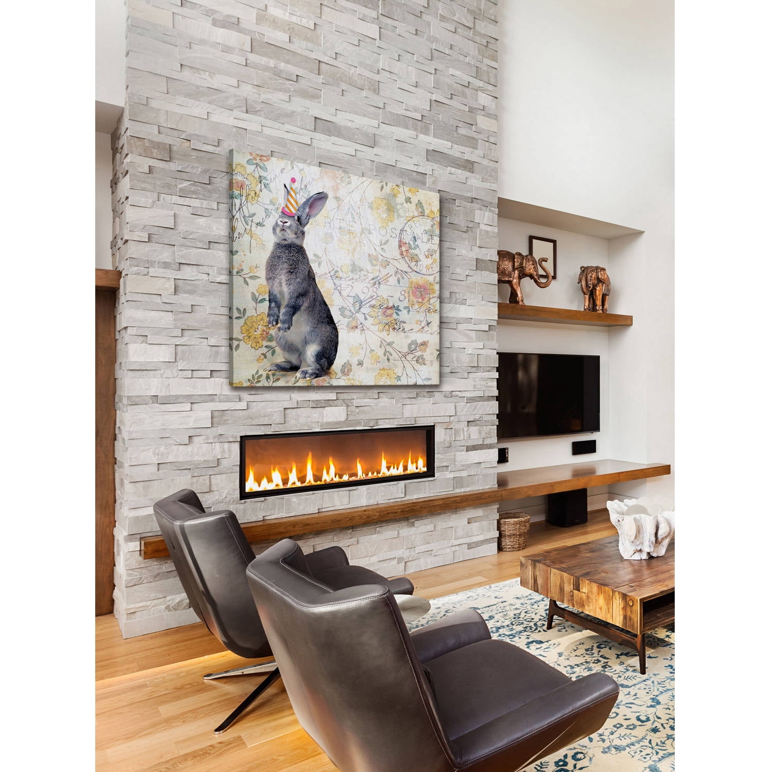 Marmont Hill "Party Rabbit" by Morgan Jones Painting Print on Wrapped Canvas