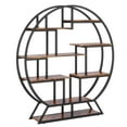 thumbnail image 2 of Kepooman Bookshelf, Bookcase Standing Shelf Unts,Round Bookshelf, 63 Inch Etagere Bookcase with Staggered Shelves,Brown, 2 of 4
