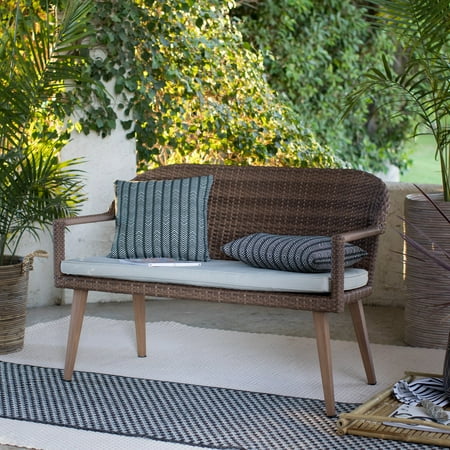 Coral Coast Pruitt Resin Wicker Outdoor Bench With Cushion