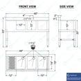 thumbnail image 5 of AmGood 48 in. x 18-3/4 in. Three Compartment Under Bar Sink with Left Drainboard. 48 in. x 18-3/4 in. x 30 in. with 3 in. Backsplash, 10 in. x 14 in. x 10 in. Bowls. NSF, 5 of 5
