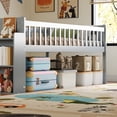 thumbnail image 4 of Harper & Bright Designs Low Loft Twin Bed with Slide & Ladder, Wooden Loft Bed Frame with Storage Shelf and Safety Guardrails for Boys and Girls, Gray, 4 of 15