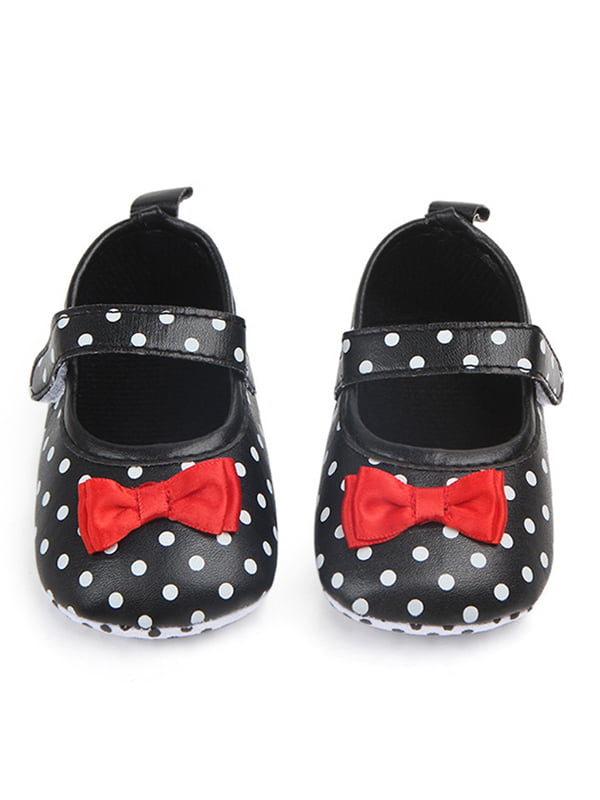 Infant Baby Girl Red Polka Dot Minnie Mouse Pram Shoes Newborn to 12 Months 