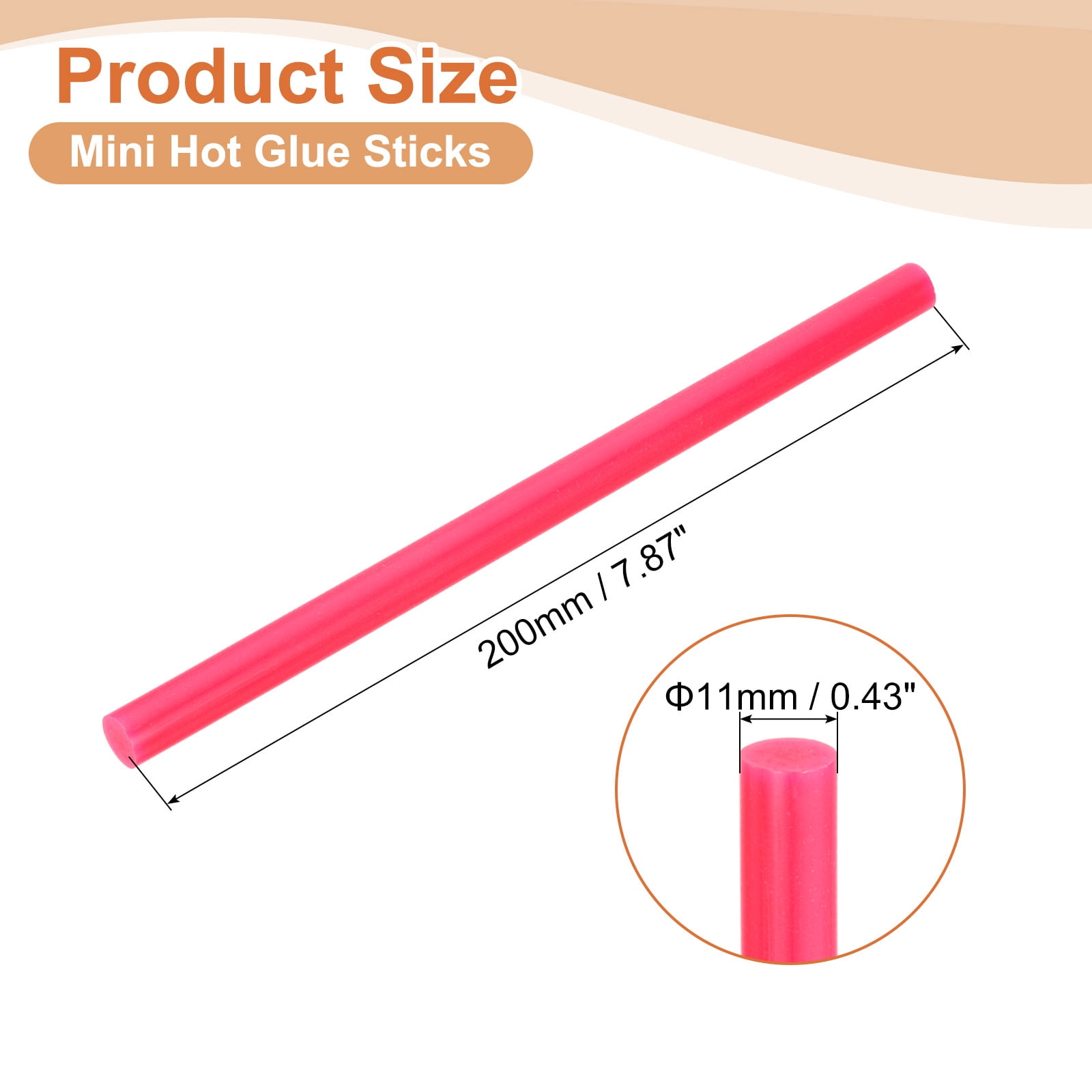 16 Pack Mini Hot Glue Sticks, 0.43" Dia x 7.87" Long EVA Glue Gun Sticks, Rose Red for DIY Projects