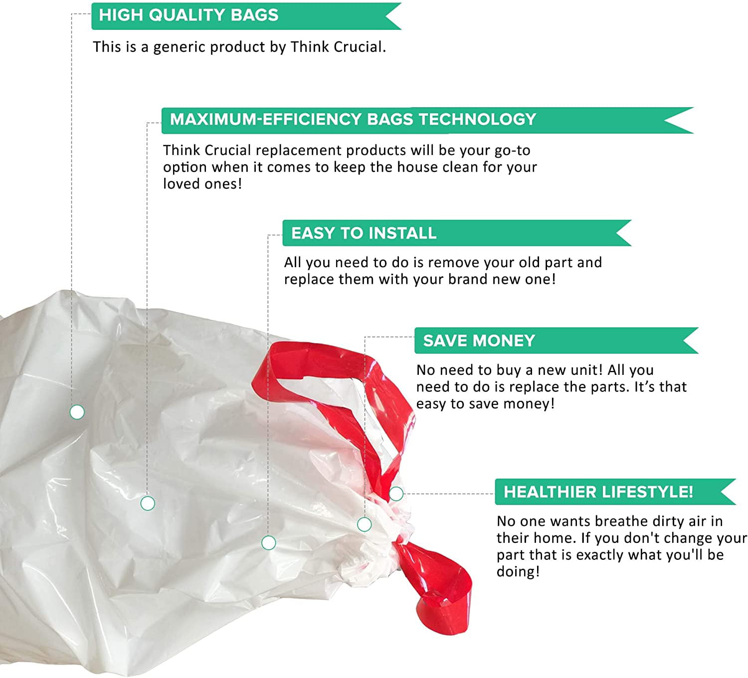 100pk Replacement Durable Garbage Bags, Fits Simplehuman¨ Ôsize ''C''Ô,  10-12L / 2.6-3.2 Gallon