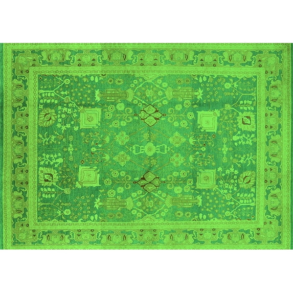 Ahgly Company Indoor Rectangle Oriental Green Industrial Area Rugs, 2' x 4'