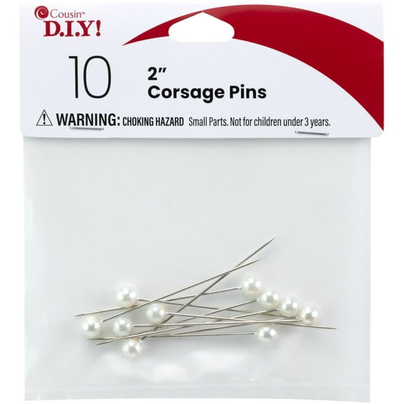 CousinDIY Corsage Pin 2" 10/Pkg-Pearl White