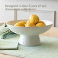 thumbnail image 3 of over&back Stoneware Large Footed Food Bowl - Kitchen and Dining Room Stand Perfect for Fruit, Bread, Candy, and More - 11" D x 4.9" H - 2.3 Quarts - Semi-Matte White, 3 of 8