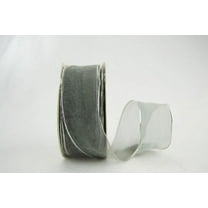 Ribbon Bazaar Wired Metallic Edge Organza 1-1/2 inch Gray (Silver Edge) 25 yards Ribbon