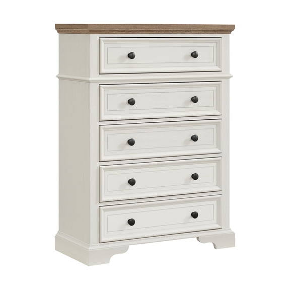 Picket House Furnishings Ulysses Youth 5-Drawer Chest in Brown and White