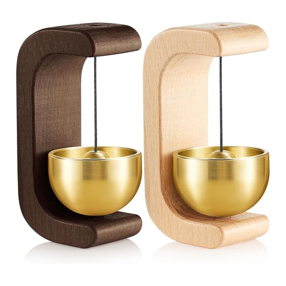 GJX Wooden C-Shaped Wind Chime 2 Pcs Magnetic Wooden Door Chime Shopkeepers Bell Doorbell Decoration Wind Chime for Door Opening for Home Store Office Cafe Pet Housewarming Gift Black