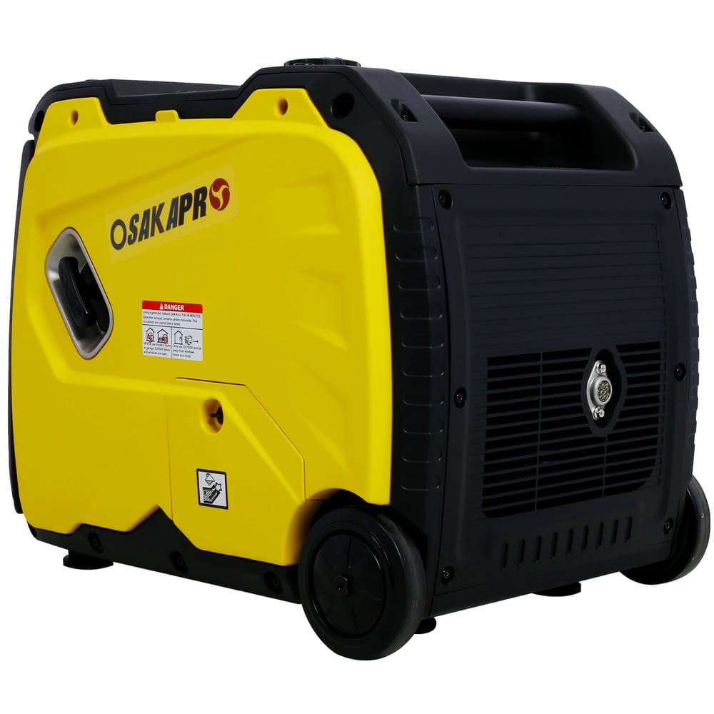 Topcobe 4500W Portable Electric Generator, Super Quiet Inverter Generator, Foldable Handle with Wheel, 212cc 4 Stroke, Utility, Yellow