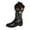 Black, variant on Rokment Womens Vintage Floral Wide Calf Cowboy Dress Boots Beach Casual Flower Buckles Chunky Mid Heel Western Cowgirl Tall Boots