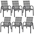 thumbnail image 1 of Gymax 6PCS Outdoor PE Wicker Stacking Dining Chairs Patio Arm Chairs Mix Grey, 1 of 9