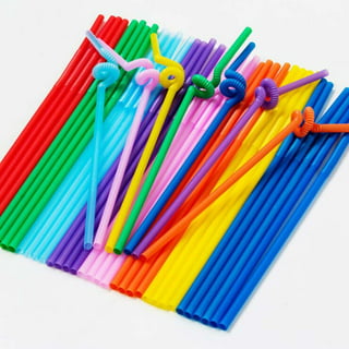 Flexible Plastic Drinking Straws (Assorted Neon) Bendable Disposable BPA  Free Bendy (150 Straws)