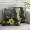 thumbnail image 3 of Orinice Cute Cat Graphic Decorative Throw Pillow Cover for Home Couch Living Room Bed Sofa Autumn Season 1PC 24x24in, 3 of 5