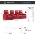 thumbnail image 3 of Weilianda Astronaut Zero Gravity Home Theater Seating Top Grain Leather Recliner Sofa Power Headrest Footrest with Carbon Fiber Tray Table, Tablet Stand, Cup Holders Row of 4 Loveseat Right Red, 3 of 5