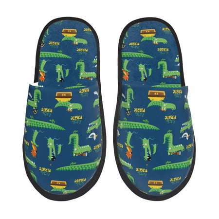Balery Little Pirate Crocodile Slient Indoor Furry Fleece Comfort House Shoes Soft Non-Slip Home Shoes Cotton slippers House Slippers-- Large