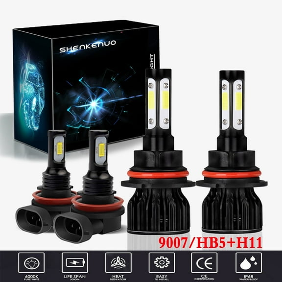 For Cobalt 2005-2010 Headlights,9007/HB5 LED High/Low Beam and H11 Fog light Bulbs,4pcs