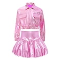 thumbnail image 3 of Miutii Kids Girls Metallic 2 Piece Hip Hop Jazz Dance Outfit Long Sleeve Bomber Jacket Crop Top with Bubble Skirt Pink 14, 3 of 7