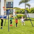 thumbnail image 2 of Gymax 4-in-1 Kids Swing Set Carbon Steel Swing Stand w/ Basketball Hoop Climbing Ladder, 2 of 10