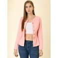 thumbnail image 3 of INSPIRE CHIC Veste en Denim à Basque pour Femme, Col Rond, Sans Col, Boutonnée, 3 of 6