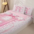 thumbnail image 3 of Catabedysis Fashion Bow Tie Zipper Full Size Comforter Sets with Fitted Sheet and 2 Pillowcases,3D Pink Initial H Pattern Zipper Bedding Set For Girls,Pink Reversible,4-Piece, 3 of 7
