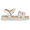 bebe Fashion Sparkly Flat Sandals for Girls, Rainbow Multi (Size 1)