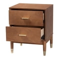 thumbnail image 2 of Baxton Studio Mandolin Mid-Century Ash Walnut Wood 2-Drawer Nightstand, 2 of 10