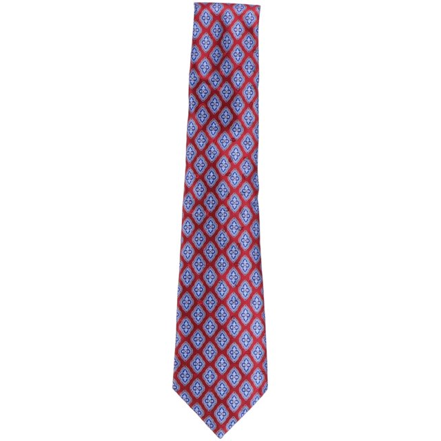 Zegna Men's Medium Red Fan Italian Silk Necktie - One Size