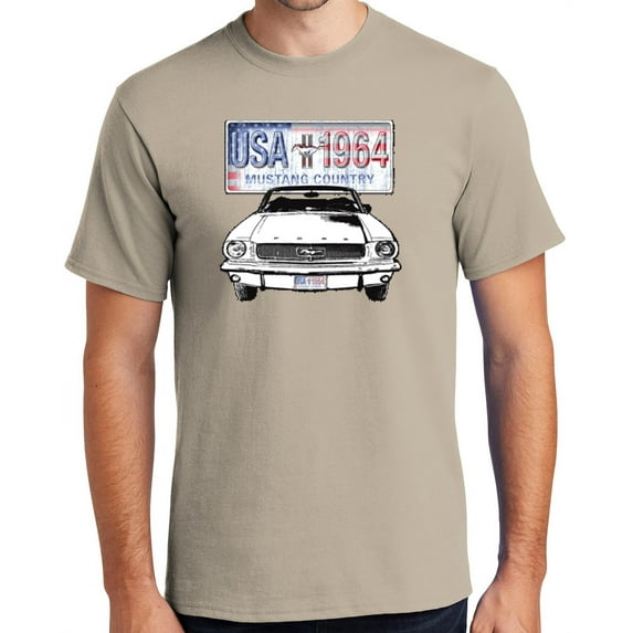 Buy Cool Shirts '64 Ford Mustang Country Cotton T-shirt, Small Light Sand