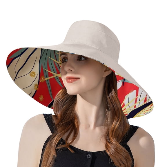 HNMKIU Women's Double Visor Sun Hat with Extra Wide Brim for and Stylish Outdoor Wear Beige,One Size