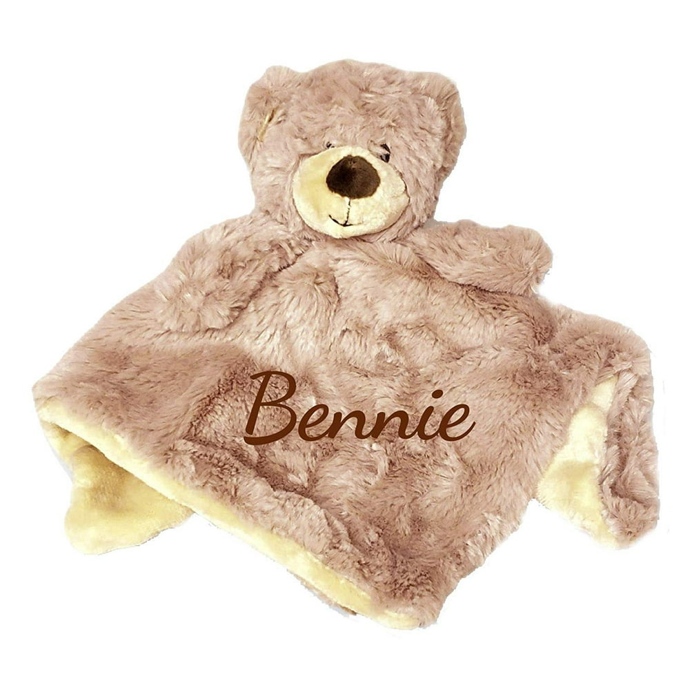 Custom Personalized Teddy Bear Lovie Lovey Security Blanket with Rattle