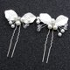 thumbnail image 2 of 4 piezas de accesorios para el cabello de boda, pinzas para el cabello de perlas de novia de pétalos de cristal en U, joyería para el cabello de boda para mujeres y niñas (dorado + plateado), 2 of 5