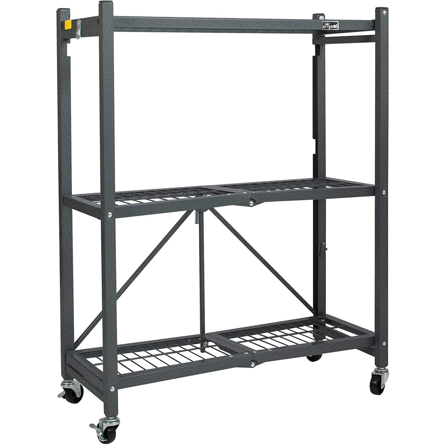 Bilot 3 Shelf Foldable Storage Unit on 3" Caster Wheels, Unfolds in 5