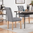 thumbnail image 2 of Topeakmart 2pcs Classic Fabric Upholstered Tufted Dining Chairs for Home and Restaurants, Dark Gray, 2 of 7
