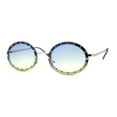 thumbnail image 2 of Pimp Rhinestone Frame Oval Rimless Metal Rim Sunglasses Silver Blue Yellow, 2 of 4