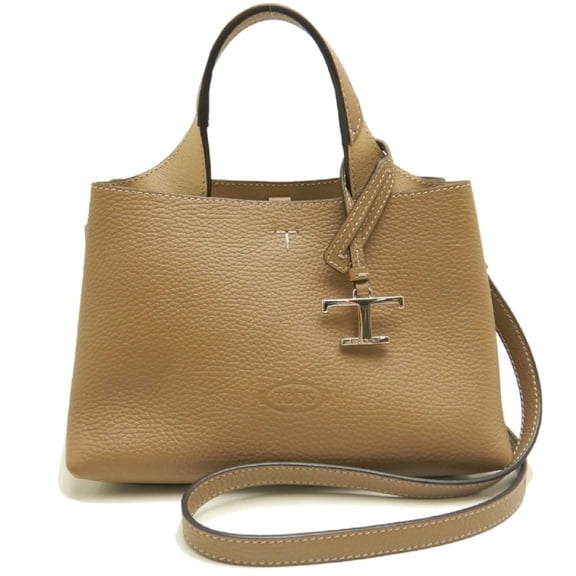 Pre-Owned Tod's TODS T-Timeless Micro Handbag, Leather, Brown, Women's, 253832