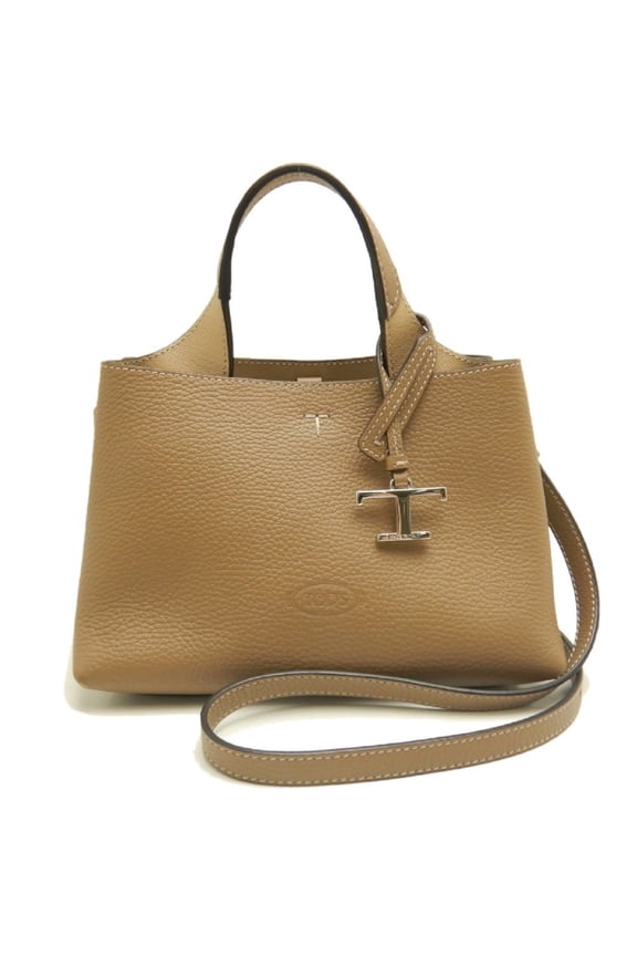 Pre-Owned Tod's TODS T-Timeless Micro Handbag, Leather, Brown, Women's, 253832