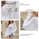 thumbnail image 5 of Suéter de punto para mujer, cuello redondo, manga larga, lentejuelas, suéter de punto elegante de moda para citas, blanco M, 5 of 6
