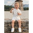 thumbnail image 6 of BemeyourBBs Toddler Baby Boy Summer Clothes 0 6 12 18 24 Months 2 3 4 Years Newborn Baby Boys Summer 2 Piece Outfits Short Sleeve Pocket Button Down Shirt and Shorts Set, 6 of 9