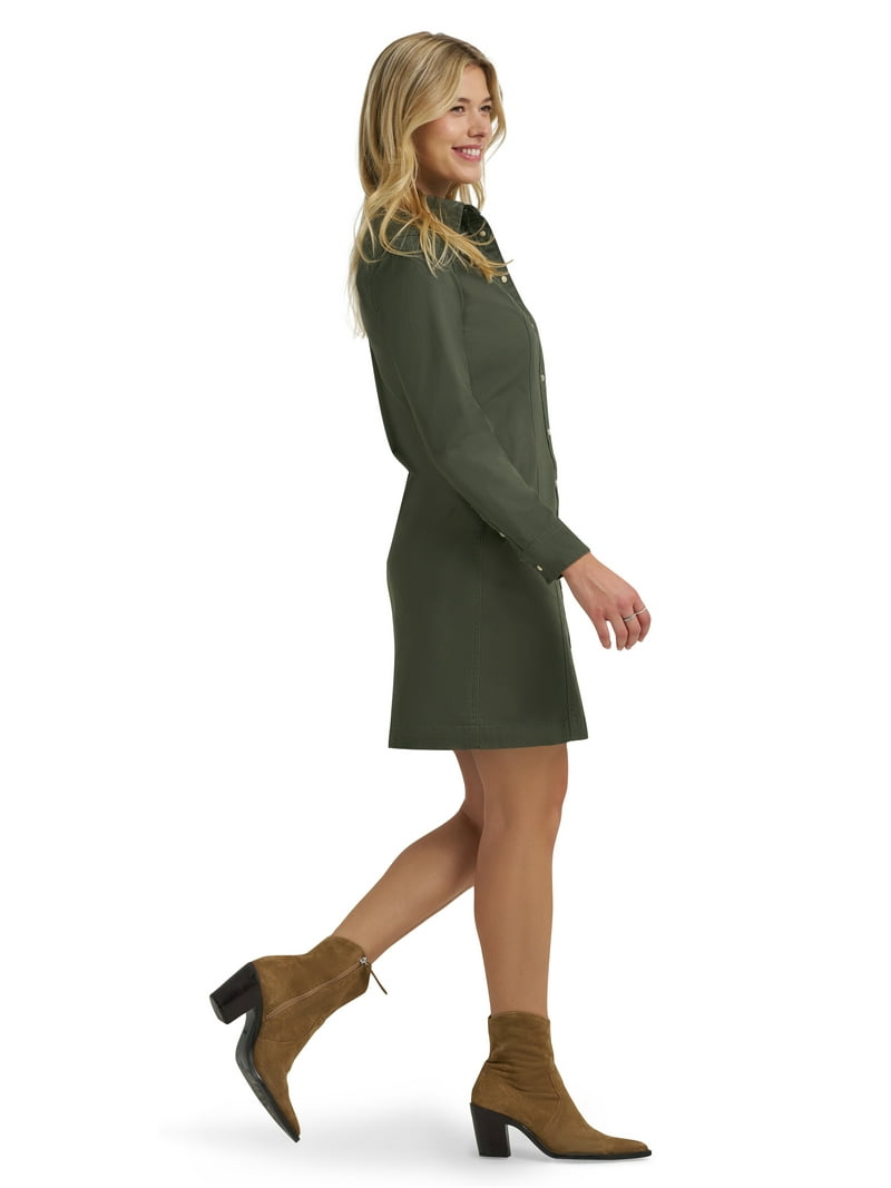 white christmas dresses Lee Western Dress Denim Check Shirt One-Piece Long Sleeve Western Shir main image 1