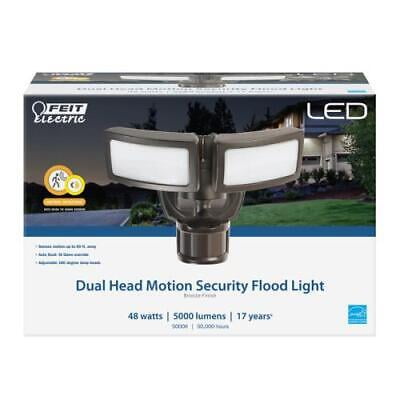 

Feit Electric 120V 5000 lm. 5000K Motion-Sensing Hardwired LED Bronze Security Floodlight 48W