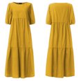 thumbnail image 3 of HAWEE Robe Bohème Décontractée d'Été pour Femme, Couleur Unie, à Volants, Manches Courtes, Taille Haute, Midi, Grande Taille, Robes de Plage (P-5TG), 3 of 3